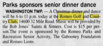 Romeo Golf & Country Club - Dec 1997 Senior Dance
